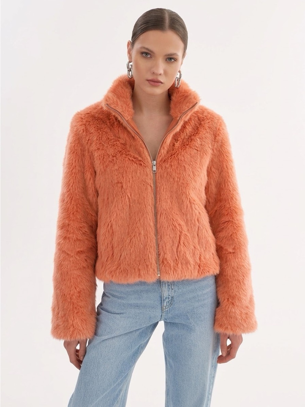 Vintage Y2K Wilsons Leather Maxima Orange Genuine Fur Coat - Medium / Large
